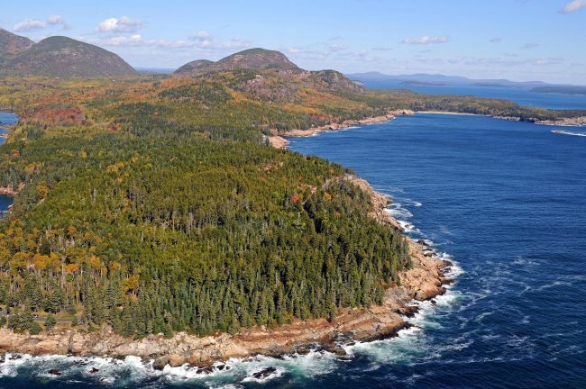 Acadia National Park Coastine, aerial view